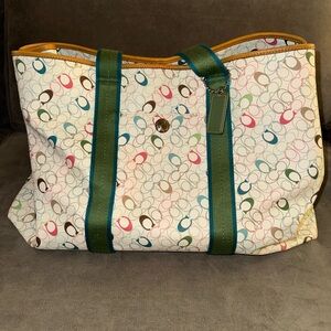 Coach Multicolor Signature Tote Bag C1068-F15161 Like New